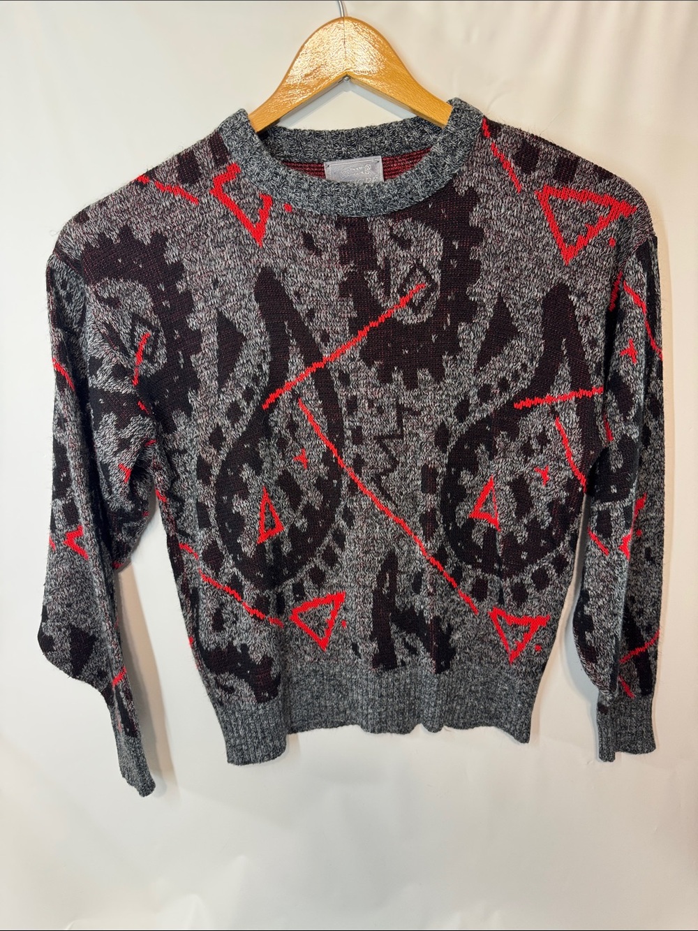 Vintage 80s 90s Le Tigre Geometric Paisley Knit Crewneck Sweater Men's